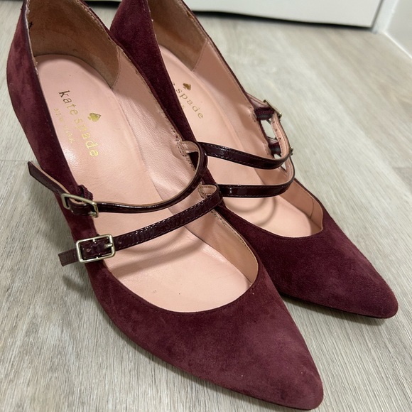 kate spade New York Elpetha Red Chestnut Suede Mary Jane Pumps 6.5M - Picture 2 of 10